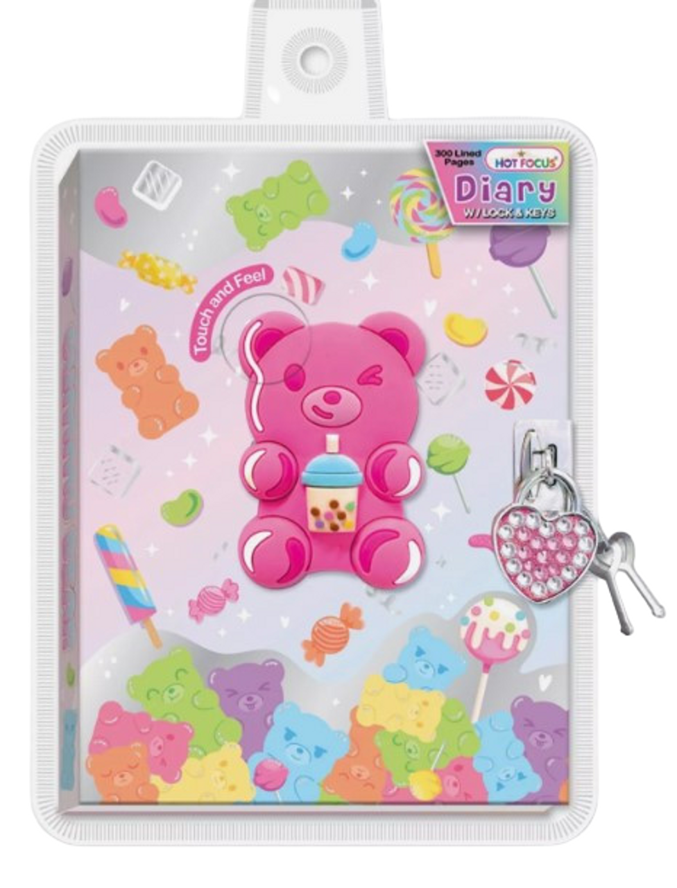 Hot Focus Gummy Bear Diary with Lock & Key bamse  - Salg