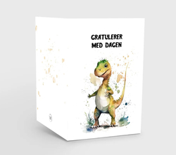 Kort m/konvolutt, Gratulerer med dagen - Dinosaur - VRPrintogDesign Dinosaur - Design kort