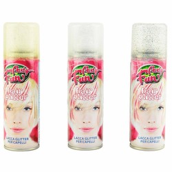 HAIR SPRAY GLITTER 125ml 3ass 15.5cm Gull - Karneval