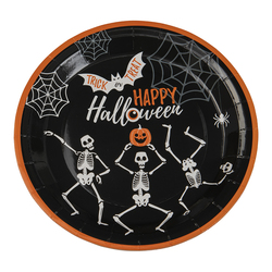 8pk Papp tallerken 23cm - halloween skjelett tallerken - Halloween