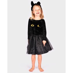 BLACK CAT DRESS w HEAD PIECE 110-116 CL 4-6 YEARS black cat - Halloween