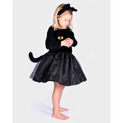 BLACK CAT DRESS w HEAD PIECE 98-104 CL 2-4 YEARS black cat - Karneval