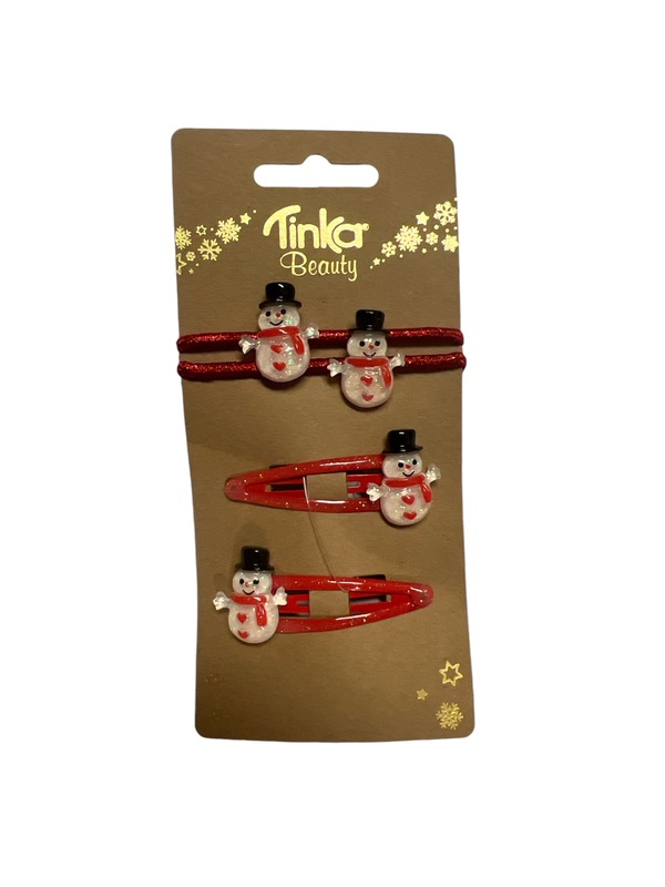 HÅRCLIPS/HÅRSTRIKK SNØMANN TINKA BEAUTY JUL Rød - Tinka