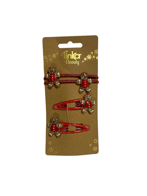 HÅRCLIPS/HÅRSTRIKK PEPPERKAKE TINKA BEAUTY JUL Rød - Tinka