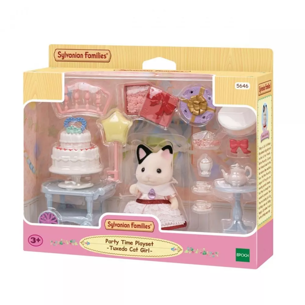 SYLVANIAN PARTY TIME PLAYSET TUXEDO CAT playtime - Sylvanian families