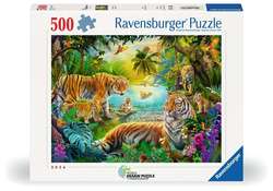 Ravensburger puslespill 500 Tiger Family in the oasis 500 biter - Ravensburger