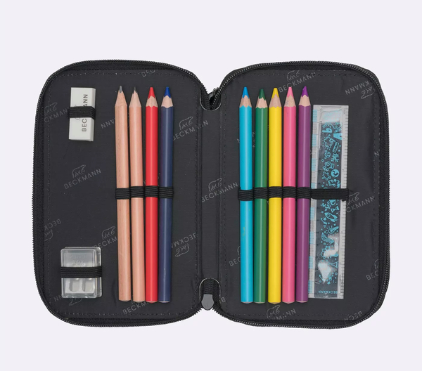 Beckmann Trelags pennal med innhold, Black Black - Beckmann