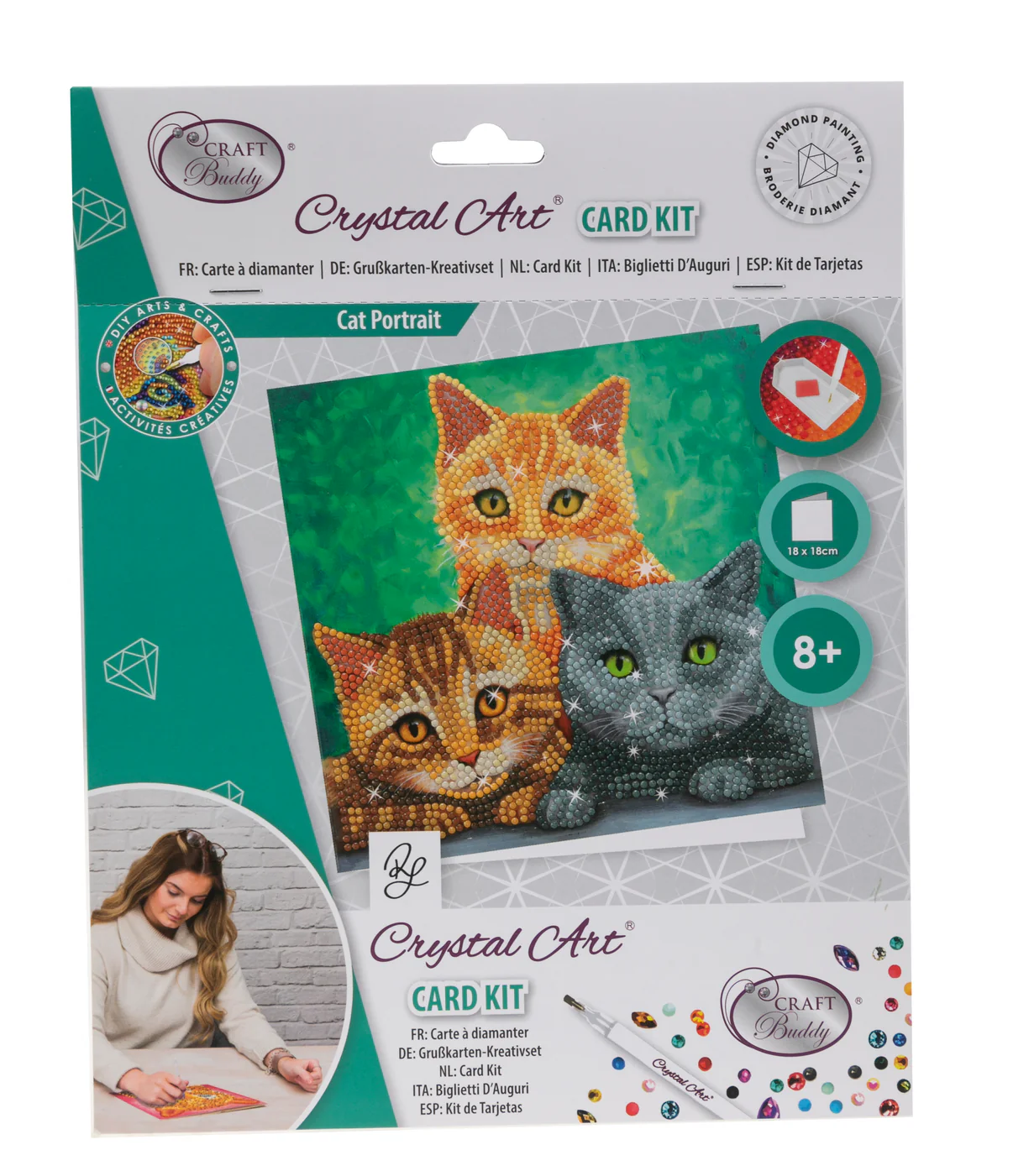 Crystal Art Katter - diamantperling kort Katter - Hobby