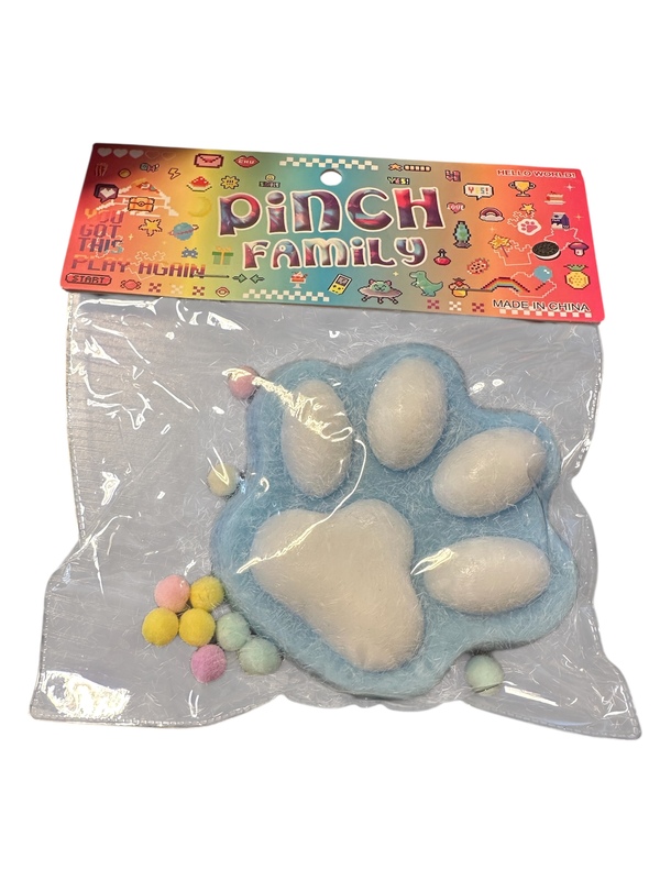 PINCH FAMILY STOR KATTEPOTER Blå med pom  - Fidget Toys