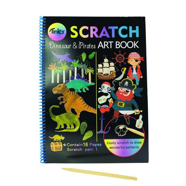 MAGIC SCRATCH BOK DINO/PIRATER 21x29,7CM TINKA Dino/Pirat - PAPIRKOMPANIET