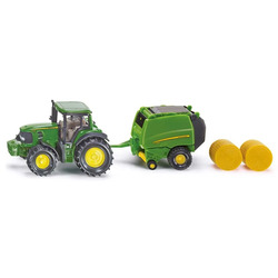 Siku John Deere Tractor With Round Baler Grønn - Siku