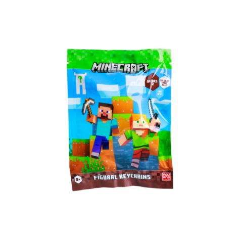 MINECRAFT 6 CM FIGURAL KEYCHAINS 1 PC FOILBAG ASST CDU KEYCHAINS 1 PC FOILBAG ASST - Minecraft